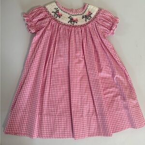 Pink Gingham Smocked Dress